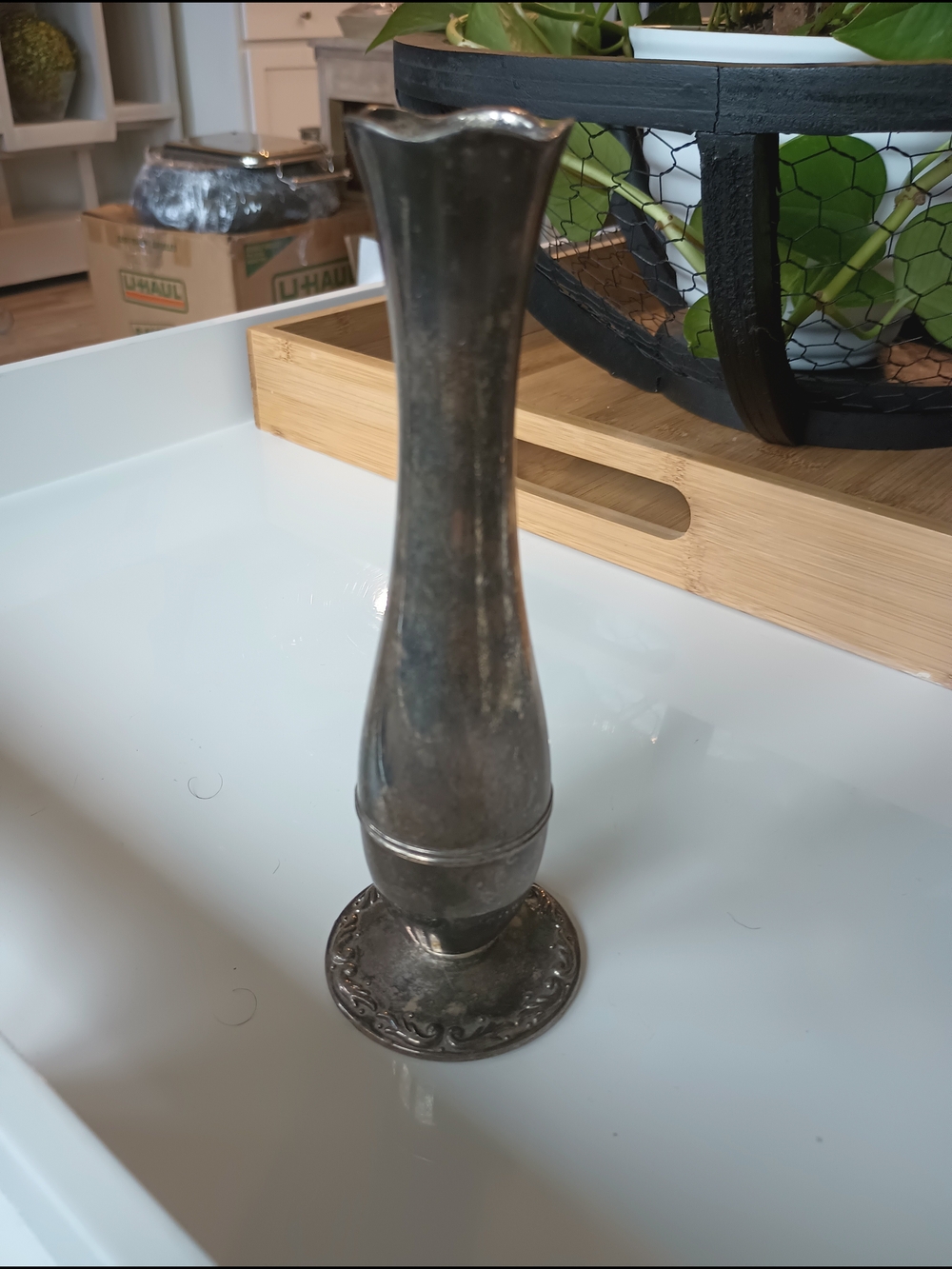 Vintage International Silver Company Silver Plated Bud Vase holder  7" Scalloped